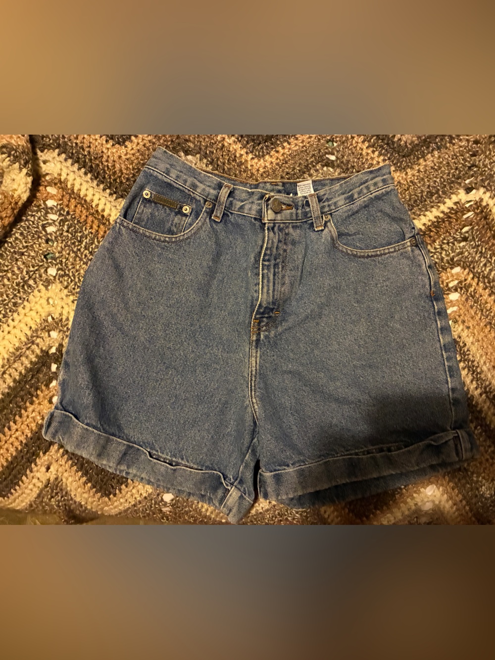 Calvin Klein Medium Blue High-Rise Cuffed Jean Shorts